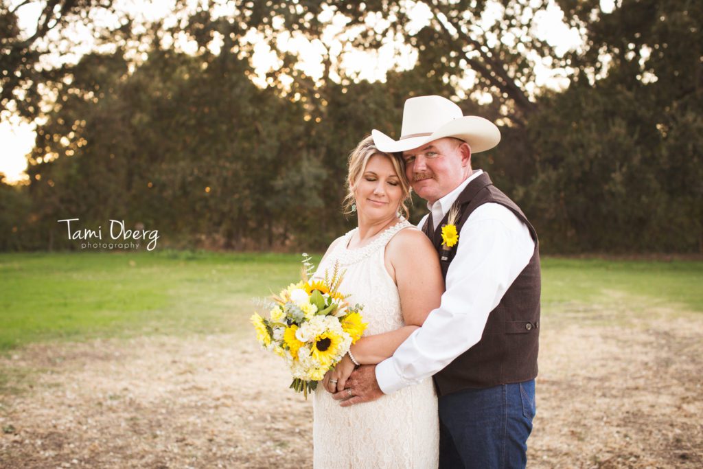bride and groom sunset shot